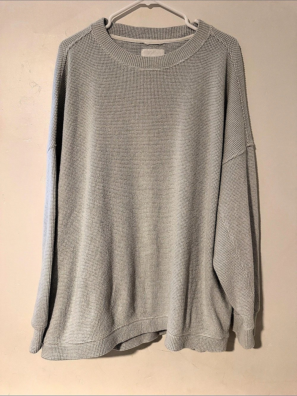 Aerie Waffle Knit Crewneck Gray XL